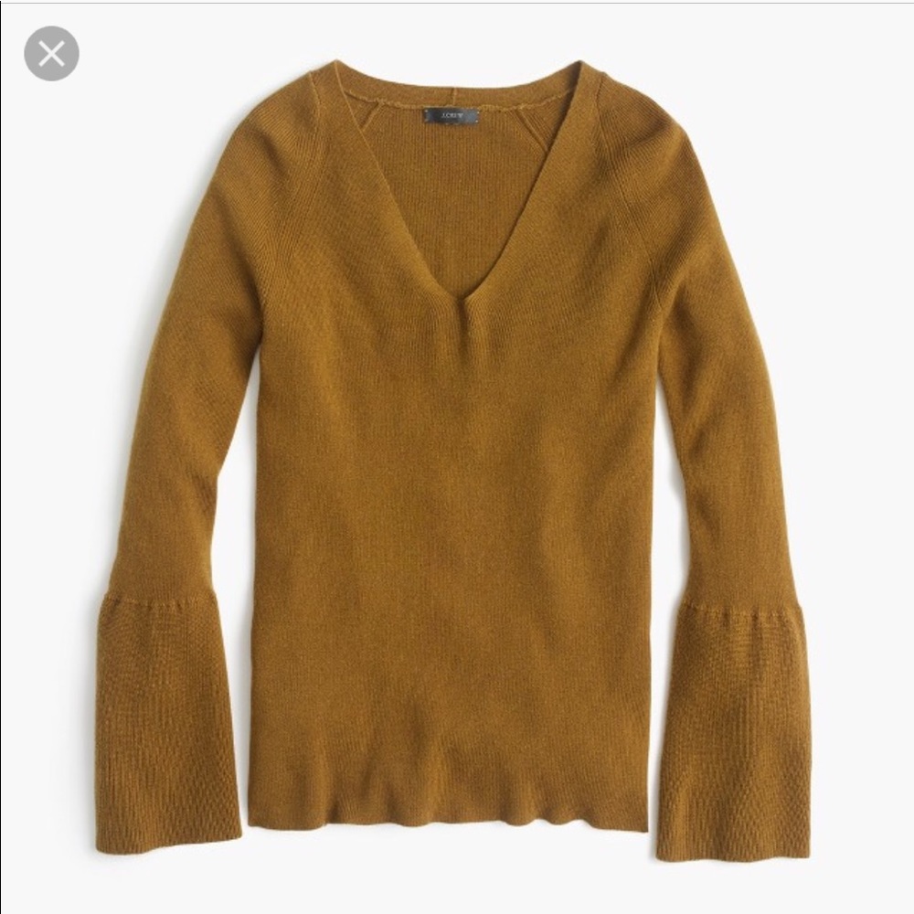 J Crew Peplum Sleeve V-Neck Sweater